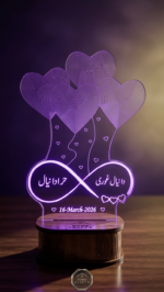 4 Hearts Name Engraved LED Lamp - Image 2