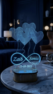 4 Hearts Name Engraved LED Lamp - Image 4