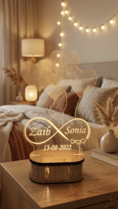 4 Hearts Name Engraved LED Lamp - Image 3