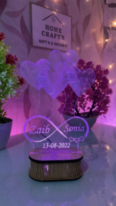 4 Hearts Name Engraved LED Lamp - Image 2