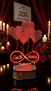 4 Hearts Name Engraved LED Lamp