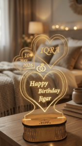 3 Hearts Wedding Couples Name LED Lamp - Image 2